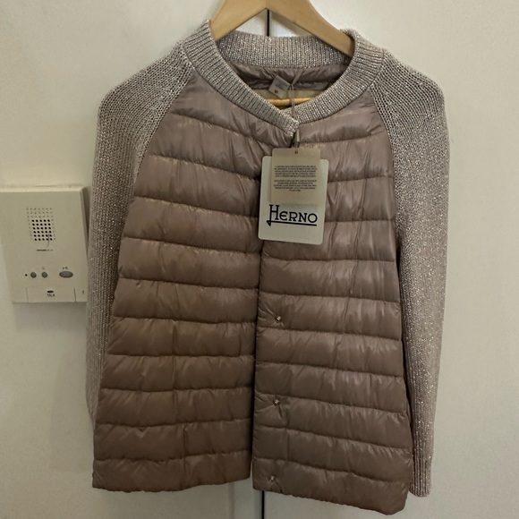 NWT Herno Metallic Knit and Down Combo Raglan Jacket - Picture 4 of 7